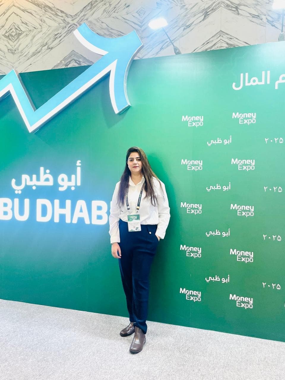 Hira Majeed at the Money Expo Abu Dhabi 2025 entrance installation